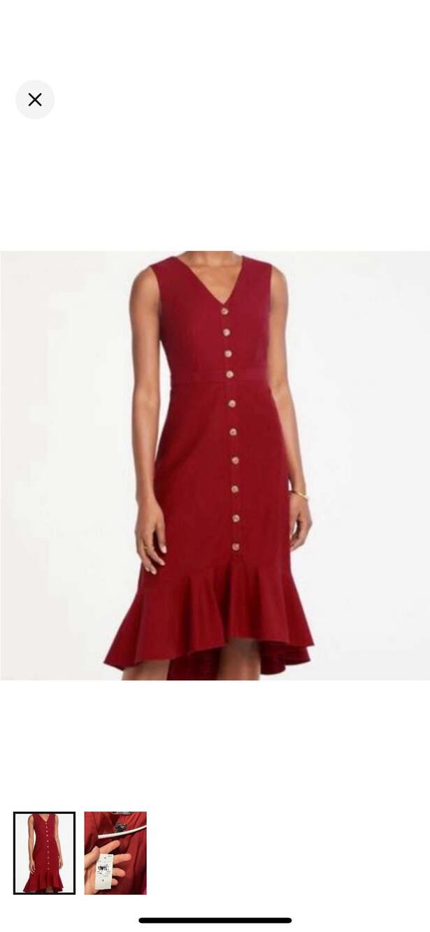 Ann Taylor Factory V-Neck Button Front Ruffle Hem Sheath Dress